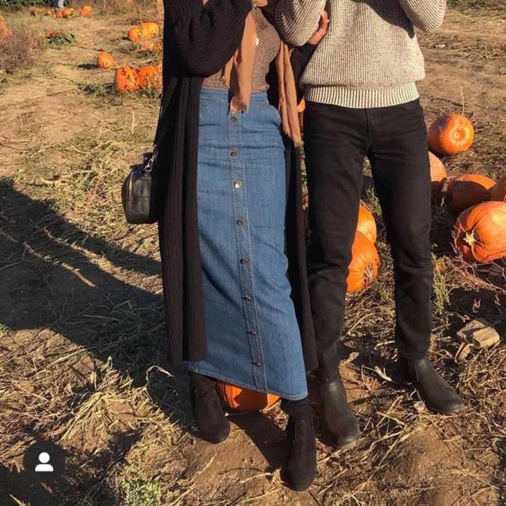 Long denim skirt